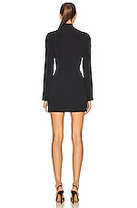 David Koma Flame Deep V Long Sleeve Mini Dress in Black, view 3, click to view large image.