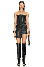 David Koma Leather Belts Mini Dress in Black, view 1, click to view large image.