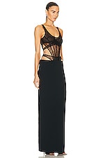 David Koma Boning Over Layer Net Top Gown in Black, view 2, click to view large image.