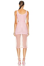 David Koma Boning Over Layer Lace Midi Dress in Baby Pink, view 3, click to view large image.