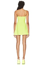 David Koma Embroidered A Line Cami Mini Dress in Neon Yellow, view 3, click to view large image.