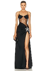 David Koma For FWRD Starfish Bustier Gown in Black, view 1, click to view large image.