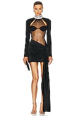 David Koma For FWRD Sheer Crystal Halter Mini Dress in Black, view 1, click to view large image.
