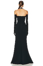David Koma For FWRD Crystal Halter Gown With Gloves in Black, view 4, click to view large image.