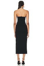 David Koma Chest Buckle &amp; Knot Detail Cutout Midi Dress in Black, view 3, click to view large image.