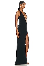 David Koma Asymmetrical Wrap Open Leg Gown in Black, view 2, click to view large image.