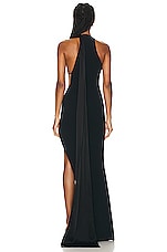 David Koma Asymmetrical Wrap Open Leg Gown in Black, view 4, click to view large image.