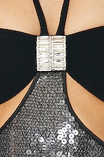 David Koma Bra Detail Sequin Mini Dress in Black & Grey, view 4, click to view large image.