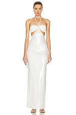 David Koma Bra Detail Sequin Gown in White, view 1, click to view large image.