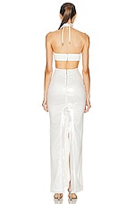 David Koma Bra Detail Sequin Gown in White, view 3, click to view large image.