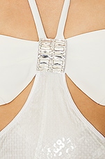 David Koma Bra Detail Sequin Gown in White, view 4, click to view large image.