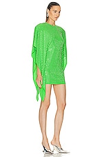 David Koma Crystal Kaftan Mini Dress in Green & Silver, view 2, click to view large image.