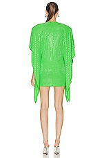 David Koma Crystal Kaftan Mini Dress in Green & Silver, view 3, click to view large image.