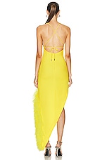 David Koma Asymmetrical Ruffled Hem Cami Dress in Yellow, view 4, click to view large image.