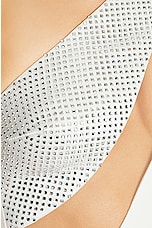 David Koma Crystal Embroidered Net Panel One Shoulder Mini Dress in White & Silver, view 5, click to view large image.