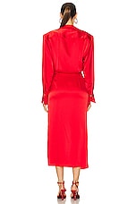 David Koma Crystal Lip Wrap Dress in Red & Silver, view 4, click to view large image.