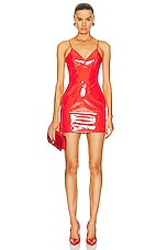 David Koma Patent Leather Cami Dress in Red, view 1, click to view large image.