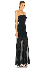 David Koma Ruched Waistline Strapless Gown in Black, view 2, click to view large image.