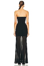 David Koma Ruched Waistline Strapless Gown in Black, view 3, click to view large image.