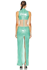 David Koma Tulle Waist Insert Sequin Gown in Aqua, view 3, click to view large image.