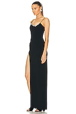 David Koma Metal Tube One Strap Gown in Black & Silver, view 3, click to view large image.