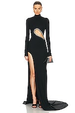 David Koma Metal Tube Open Leg Gown in Black & Silver, view 1, click to view large image.