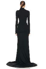 David Koma Metal Tube Open Leg Gown in Black & Silver, view 4, click to view large image.