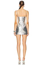 David Koma Leather Mini Dress in Silver, view 3, click to view large image.