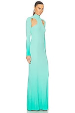 David Koma Long Sleeve Knitted Gown in Aqua Gradient, view 2, click to view large image.