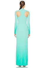 David Koma Long Sleeve Knitted Gown in Aqua Gradient, view 3, click to view large image.