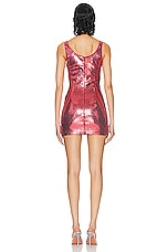 David Koma Logo Buckle Sleeveless Sequin Mini Dress in Metallic Pink, view 3, click to view large image.