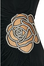 David Koma Lattice Rose Asymmetrical Mini Dress in Black & Silver, view 5, click to view large image.