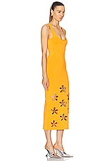 David Koma Daisy Cutout Knit Midi Dress in Orange, view 2, click to view large image.