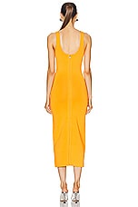 David Koma Daisy Cutout Knit Midi Dress in Orange, view 3, click to view large image.