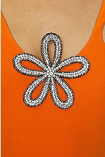 David Koma Crystal Daisy Cut Out Dress in Orange & Silver, view 4, click to view large image.