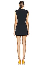 David Koma Side Rose Payette Open Leg Mini Dress in Black & Orange, view 4, click to view large image.