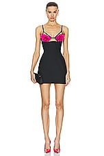 David Koma Crystal &amp; Payette Layered Cup Mini Dress in Black & Pink, view 1, click to view large image.