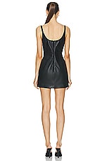 David Koma Net Insert Leather Mini Dress in Black, view 3, click to view large image.
