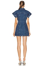 David Koma Short Sleeve Denim Mini Dress in Indigo, view 3, click to view large image.