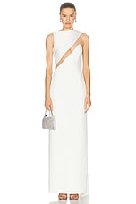 David Koma Draped Chest Detail Gown in White, view 2, click to view large image.