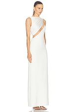 David Koma Draped Chest Detail Gown in White, view 3, click to view large image.