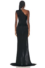 David Koma Crystal Feather One Shoulder Gown in Black & Silver, view 3, click to view large image.