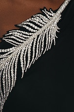 David Koma Crystal Feather One Shoulder Gown in Black & Silver, view 5, click to view large image.