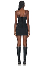 David Koma Rhinestone Feather Cami Mini Denim Dress in Black, view 3, click to view large image.