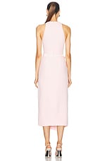 David Koma Satin Bow Detail Midi Dress in Pink, view 4, click to view large image.