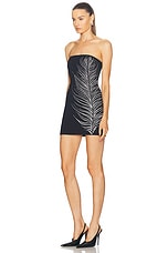 David Koma Rhinestone Feather Mini Dress in Black & Silver, view 3, click to view large image.