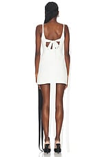 David Koma Satin Bow Tie Mini Dress in White & Black, view 4, click to view large image.