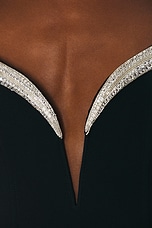 David Koma Crystal Wing Detail Midi Dress in Black & Silver, view 4, click to view large image.