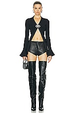 David Koma Leather Mini Short in Black, view 4, click to view large image.