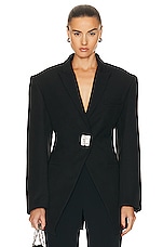 David Koma Wide Open Tailored Jacket in Black, view 1, click to view large image.
